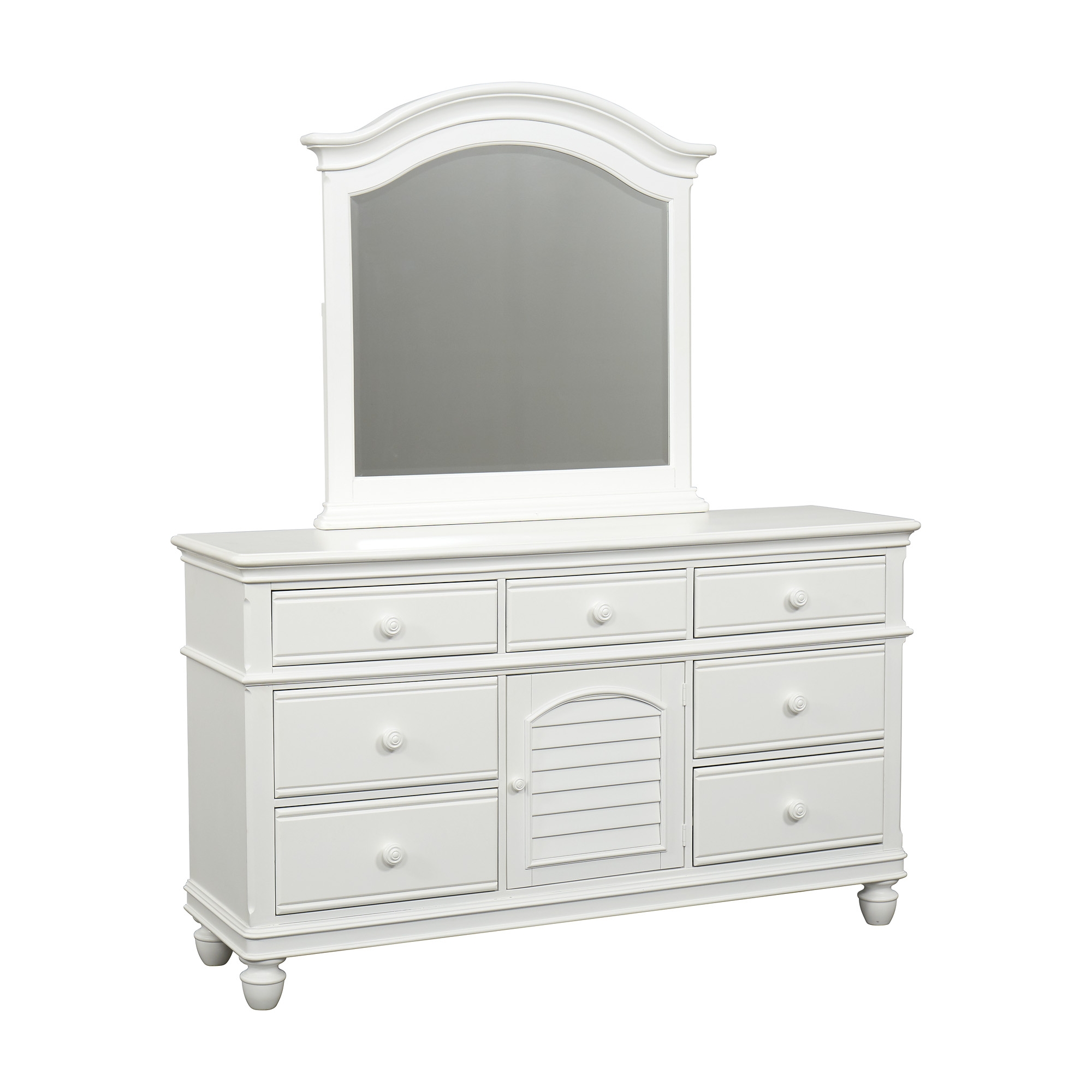 Coastal Retreat Dresser With Mirror, White Dresser With Vanity Mirror