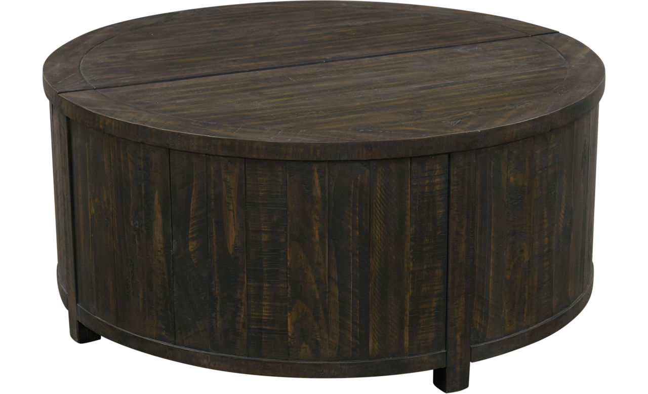 Danbury Oak Parquetry Round Coffee Table with Storage - IN STOCK -  Canalside Interiors