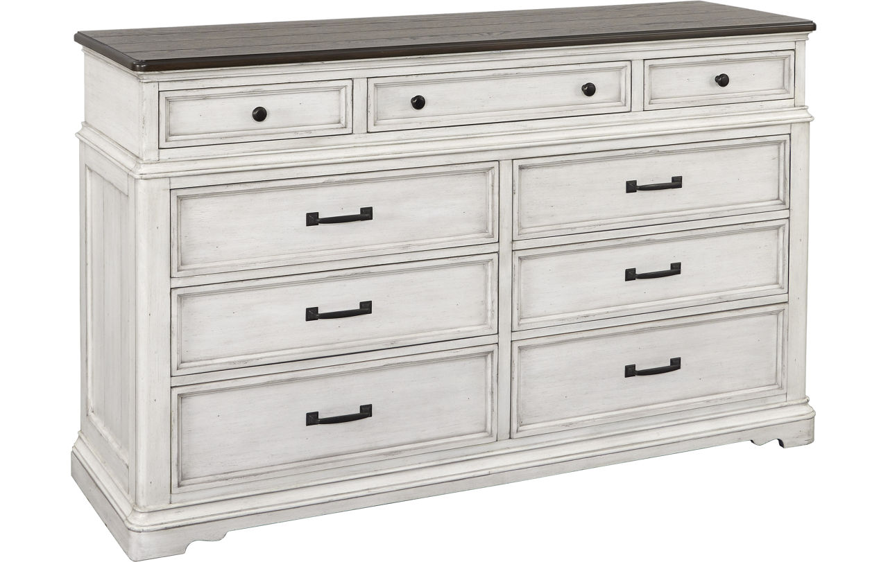 red dress with grey boots Farmhouse Aspen Gray Solid Wood 6-Piece Bedroom Set main image 1