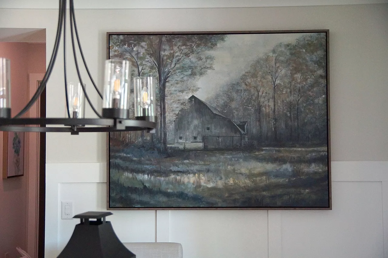 Image of chandelier and wall art