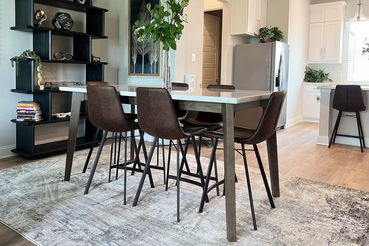 Avalon counter-height dining table with Xavier counter-height chairs