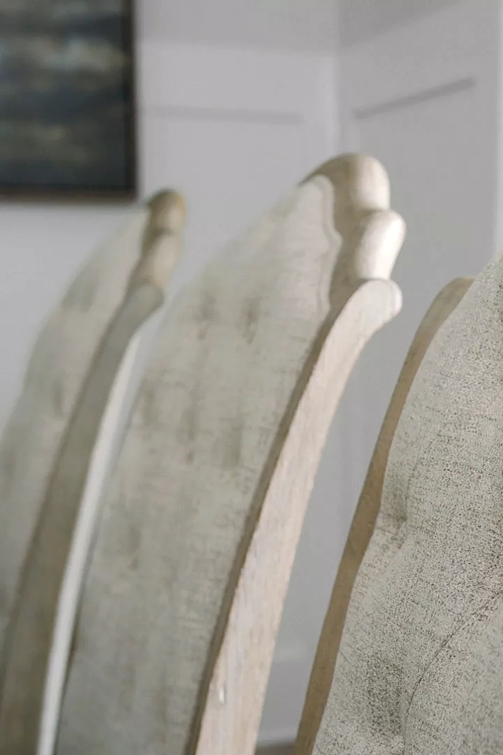 Detailed shot of upholstered dining chairs