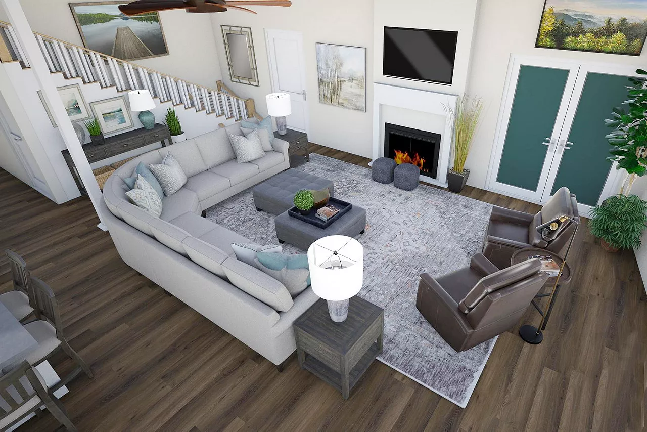 3D rendering of living room scene