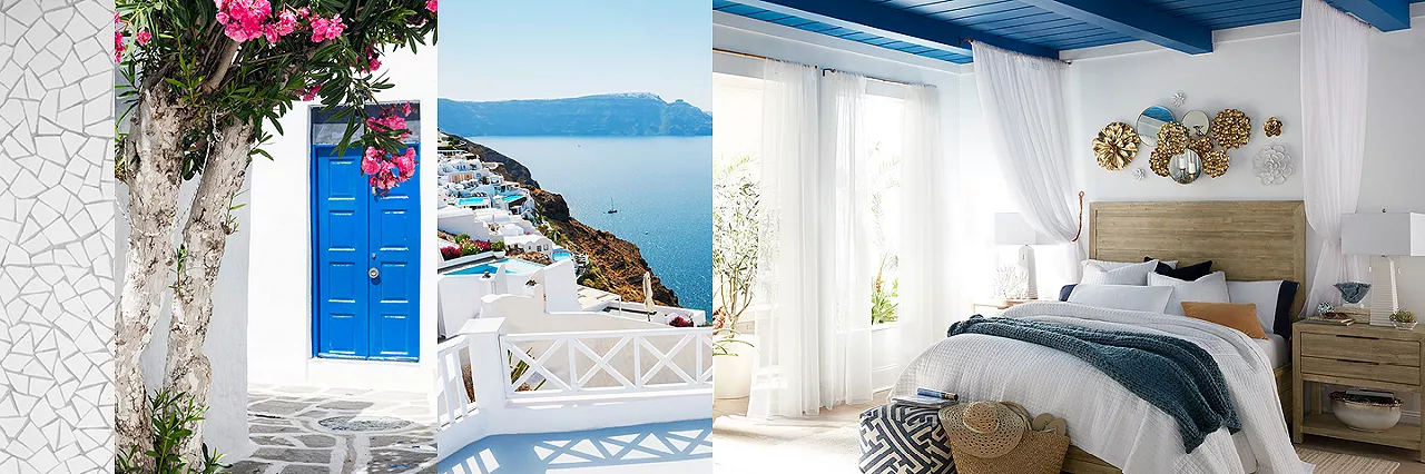 Sherman bedroom collection in a Greek inspired setting