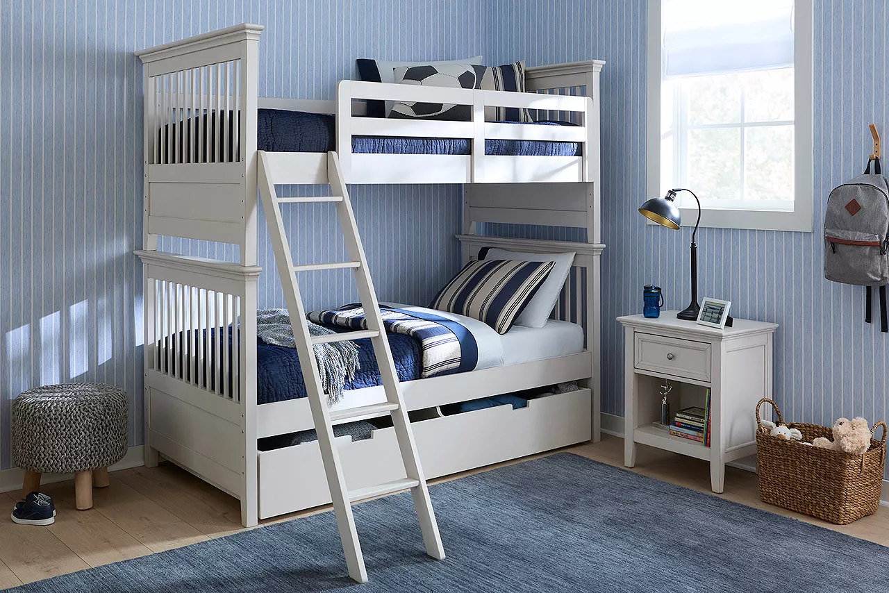 Image of Ashebrooke bunk bed with trundle storage in white