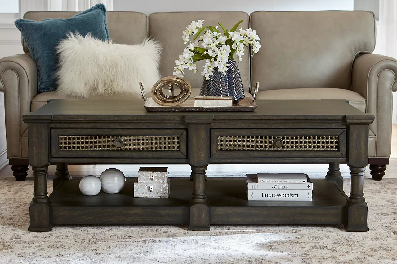 Image of a coffee table with plants on top