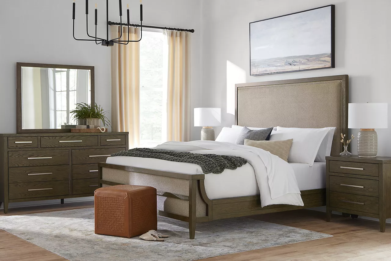 Ridgewood upholstered bed in a room scene