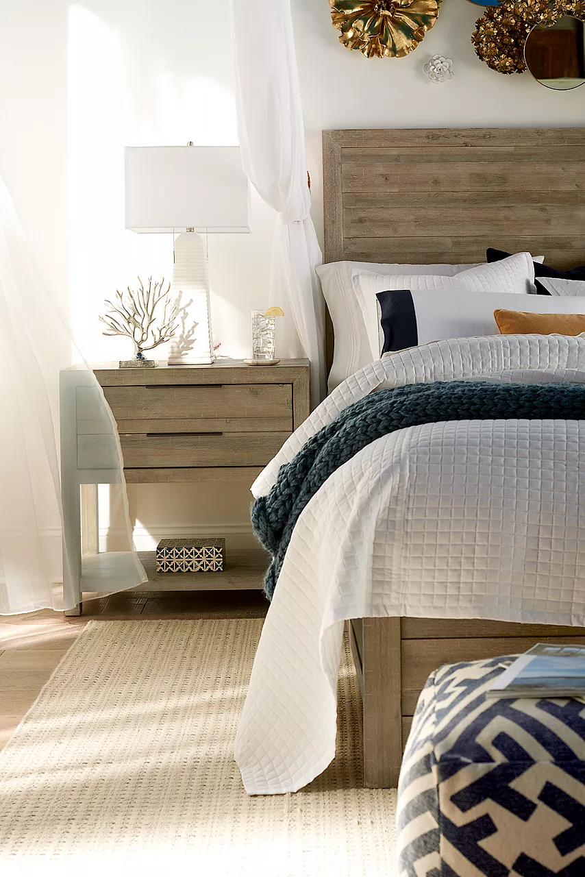 Sherman bed and open nightstand