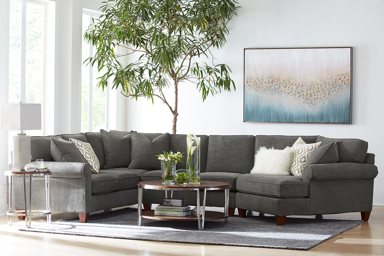 Corey Sectional in Charcoal in a room scene.