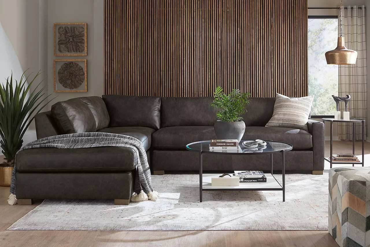 Katrina Leather Sectional Room Scene