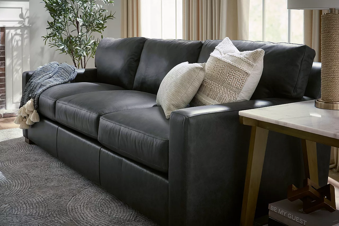 Angled shot of Katrina Leather Sofa