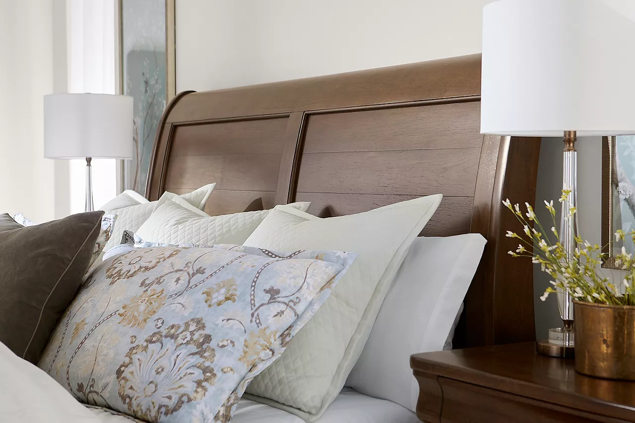 Detail of Westhaven sleigh bed headboard
