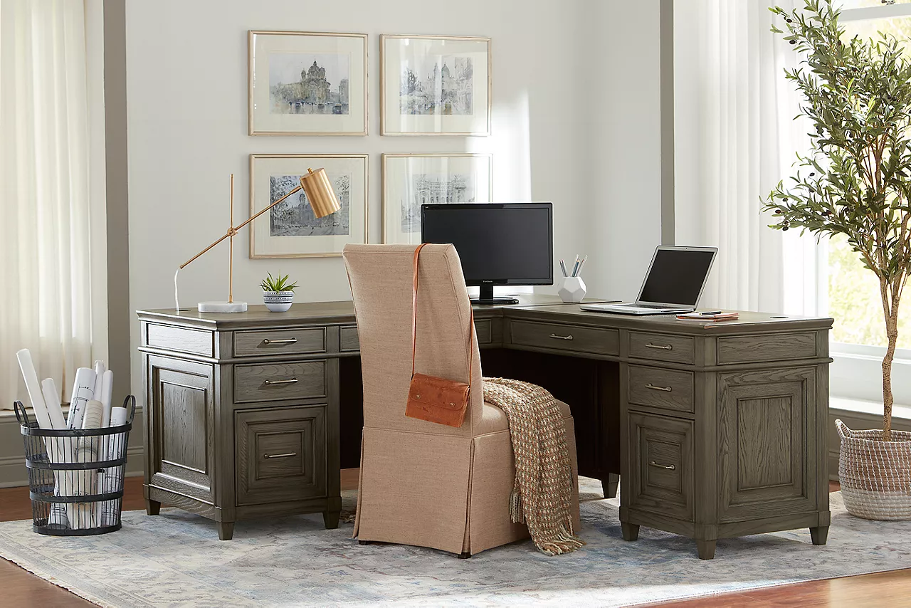 Room shot with Baylor L-Shaped Desk. 