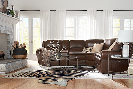 Havertys brown leather deals couch