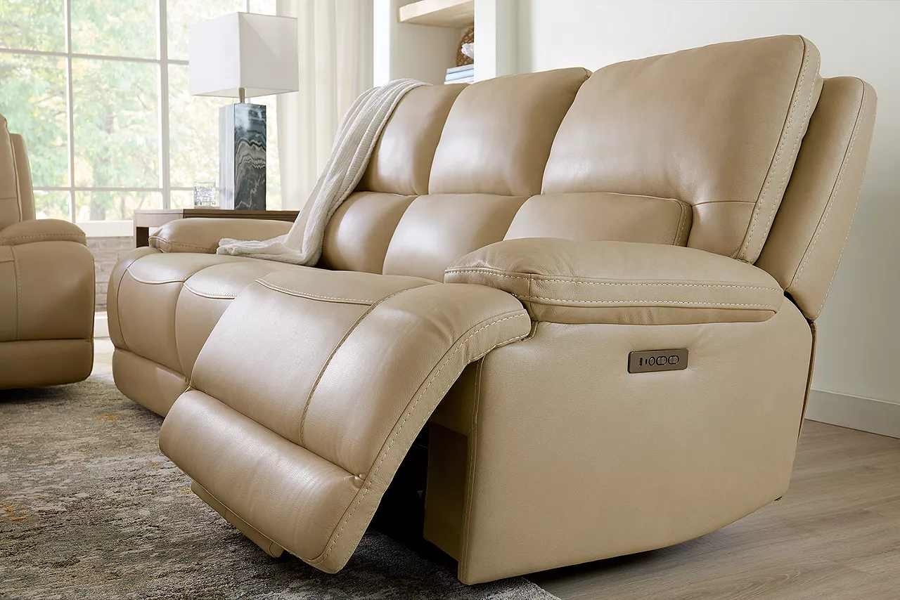 Detail of Haven reclining sofa in Softee Ivory