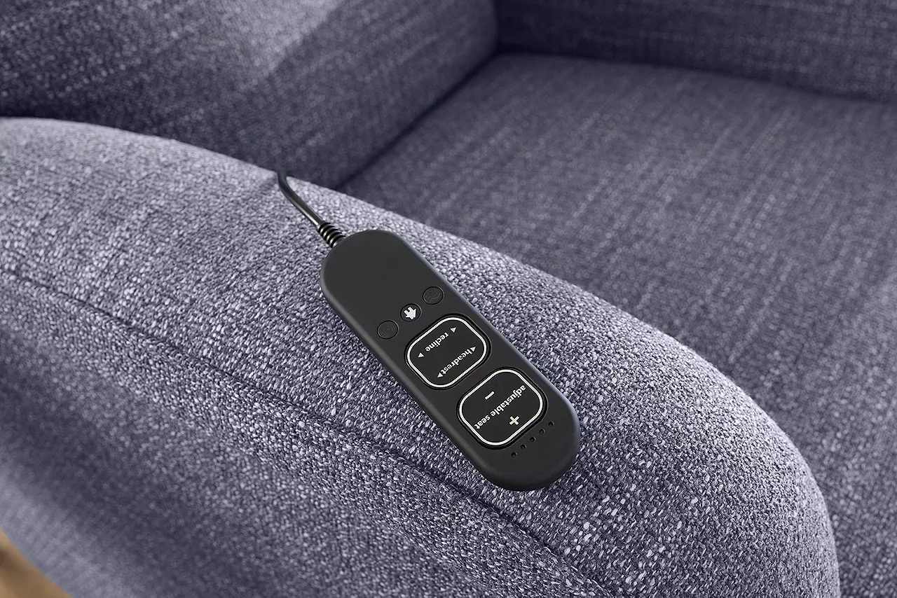 Detail image of remote on Samantha deluxe power recliner