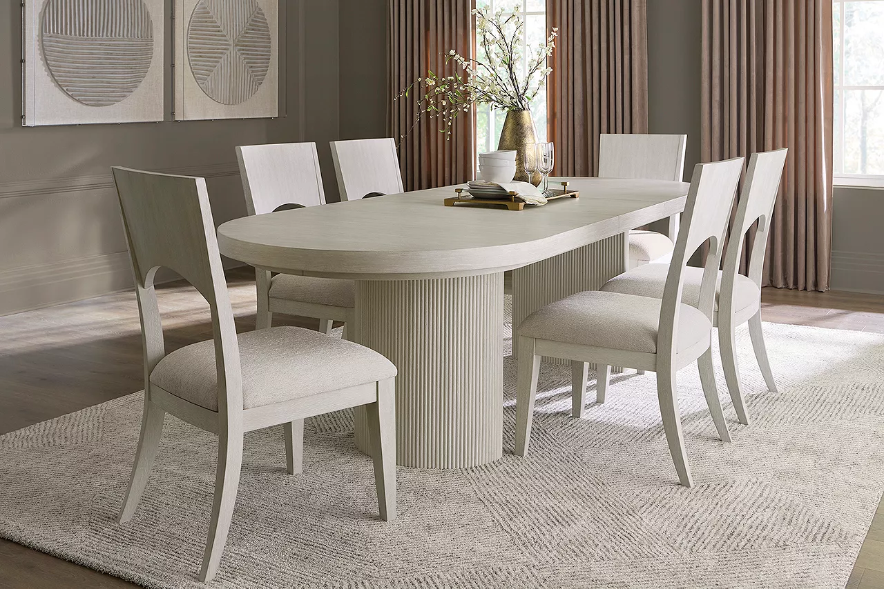 Cascade oval dining table and side chair in a room scene