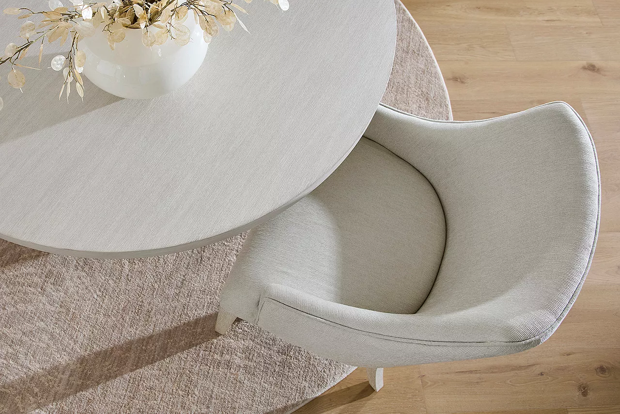 Overhead Detail Image of Cascade Round Dinning Table and Host Chair 