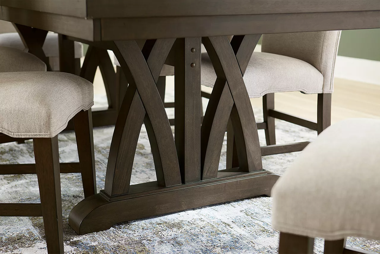 Grant Park Dining Table in Espresso and Dining Chairs in Espresso/Gray in a room scene.