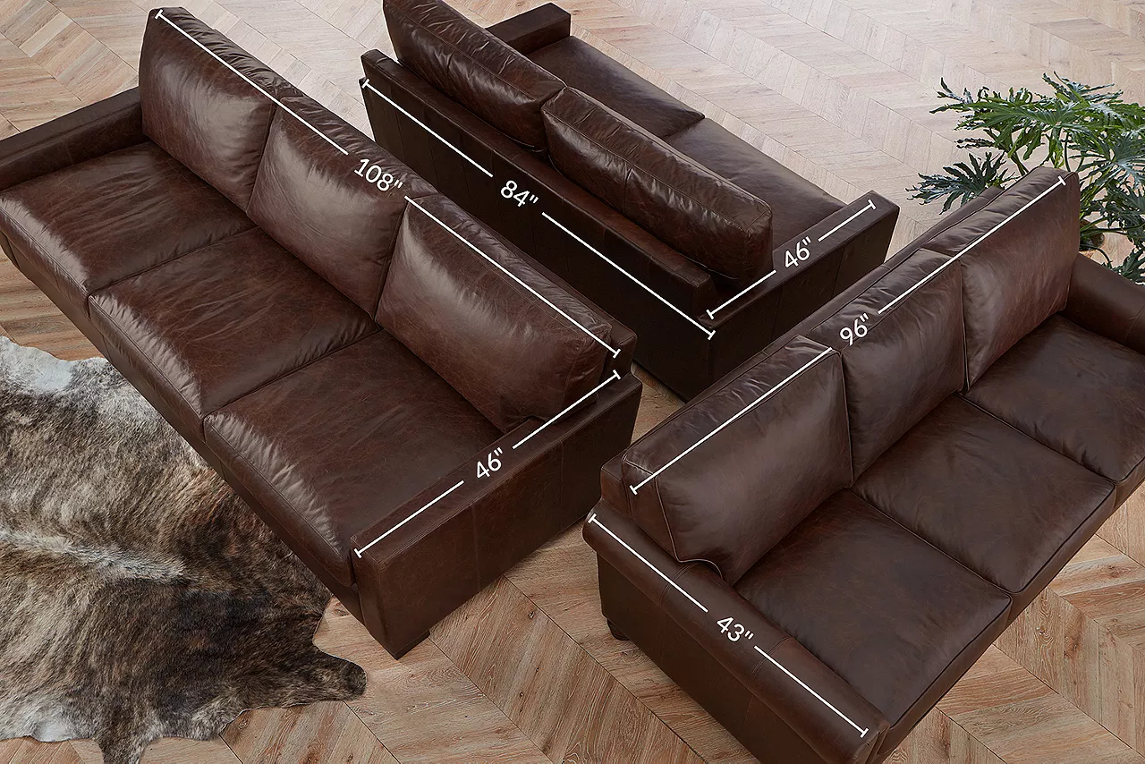 Mason Studio 2-seat Sofa, Mason Grande 3-seat Sofa, and Mason 3-seat sofa in Forli Brown in a room setting