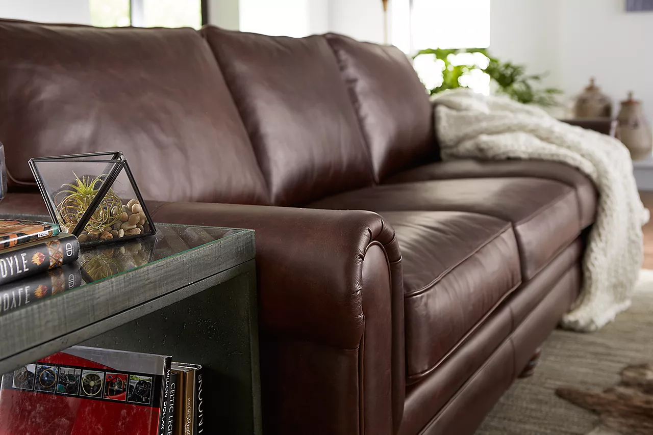 Mason 3-seat Sofa in Forli Brown in a room scene.