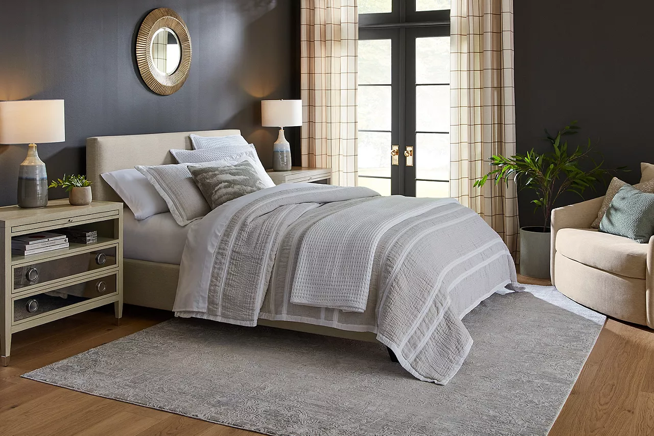 Lauren upholstered bed in a roomscene