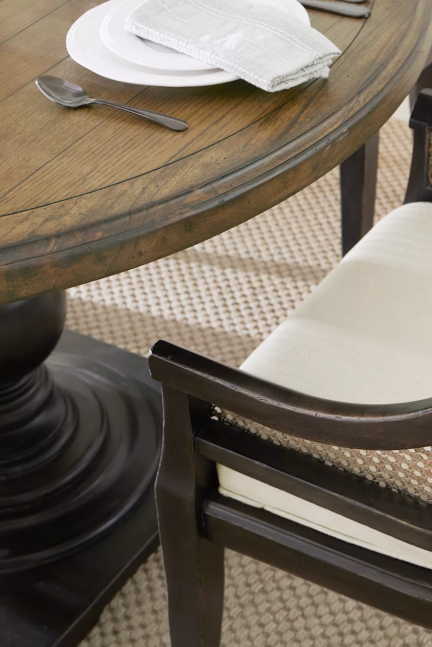 detailed shot of natural grain dining room table