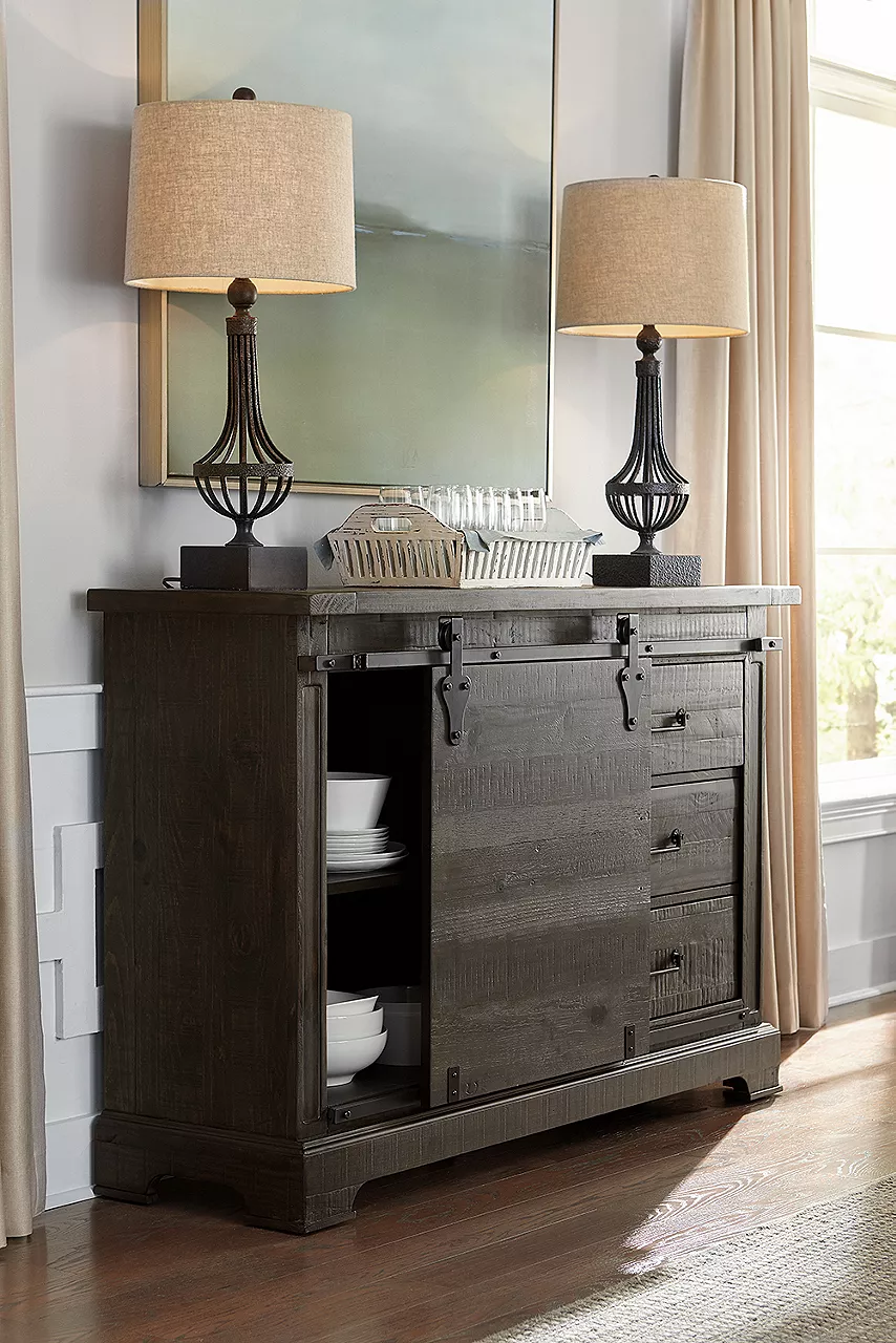 Blue Ridge Buffet in Weathered Charcoal in a room scene.
