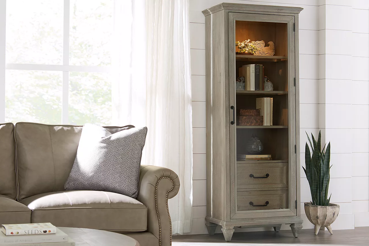 The Beckley display cabinet in room scene.