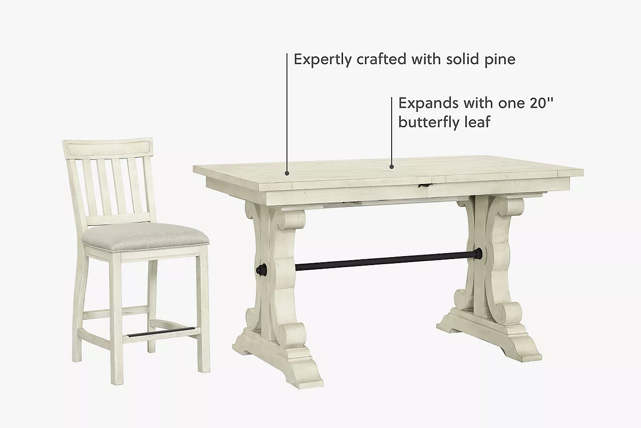 Image of Blue Ridge counter height table callout out benefits
