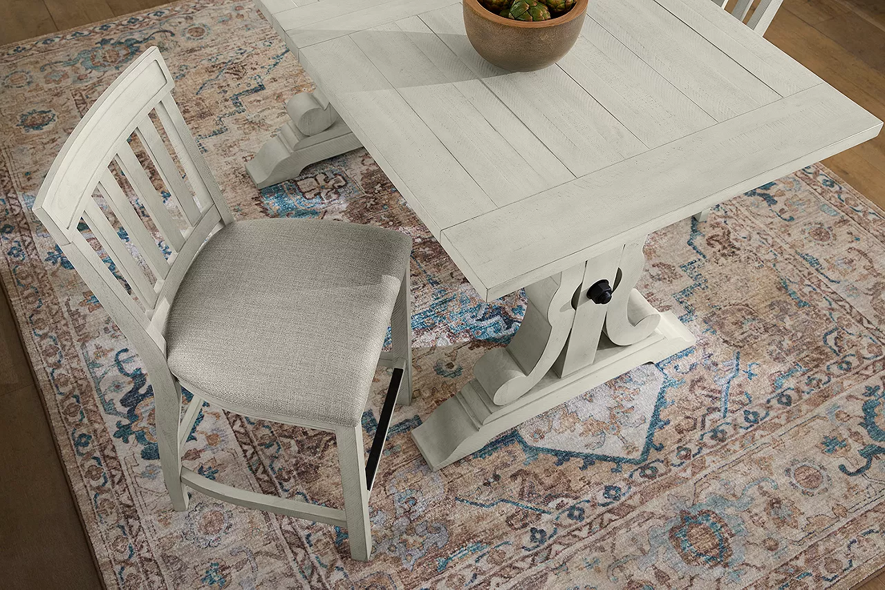Detail image of Blue Ridge counter-height table and chair in Alabaster