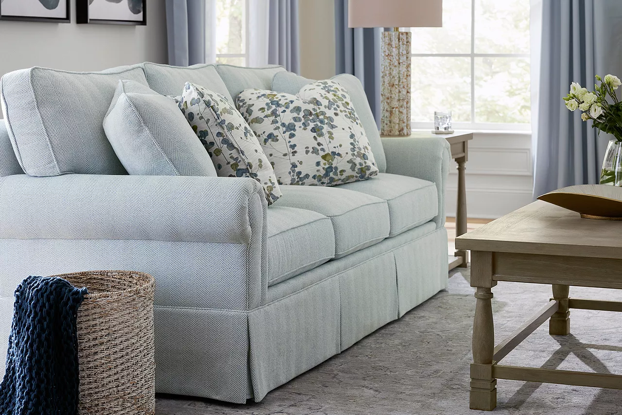 Detail of fully customizable Lillian 88 Inch 3 Seat Sofa