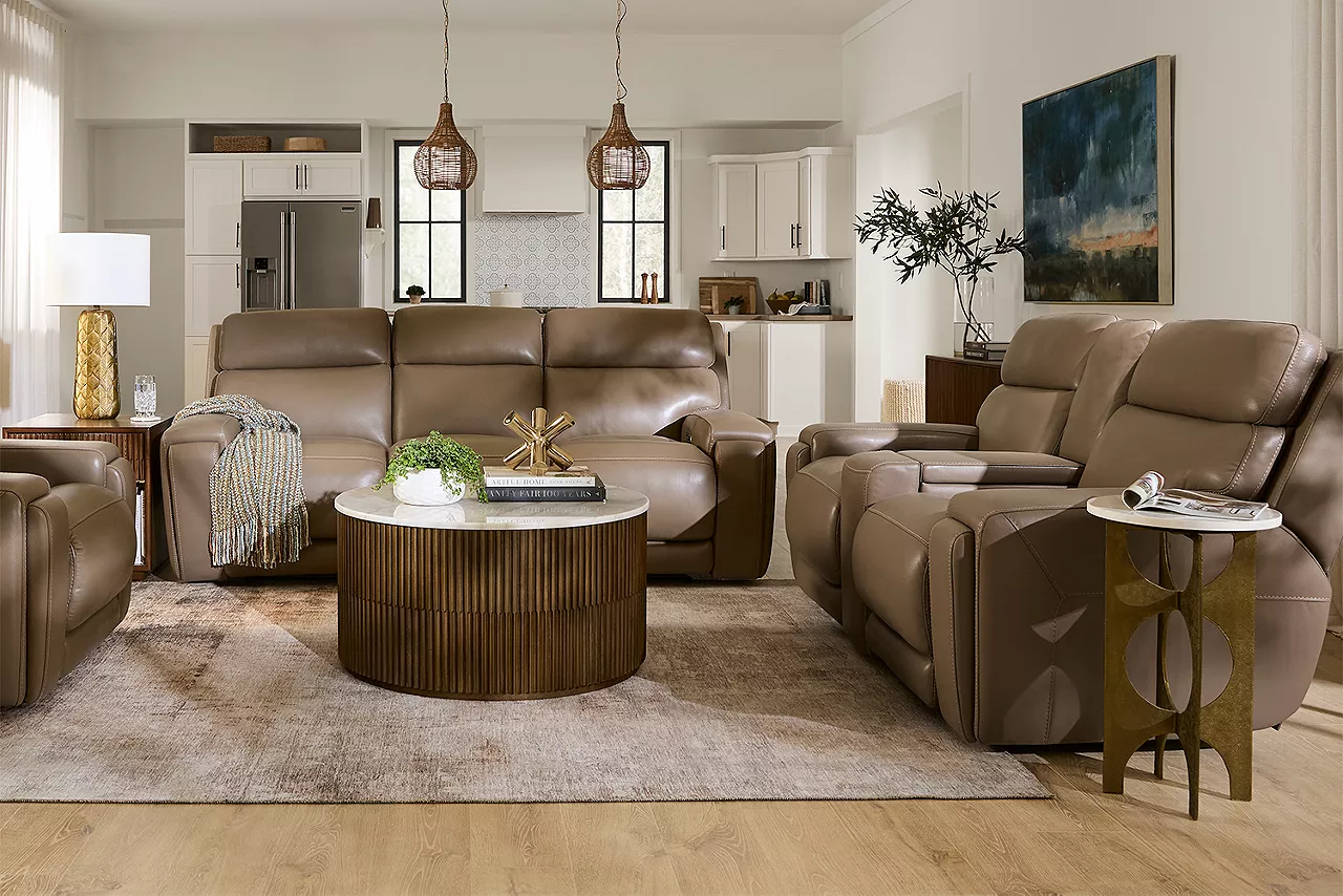 Image of Maddox Leather Sofa in a room scene