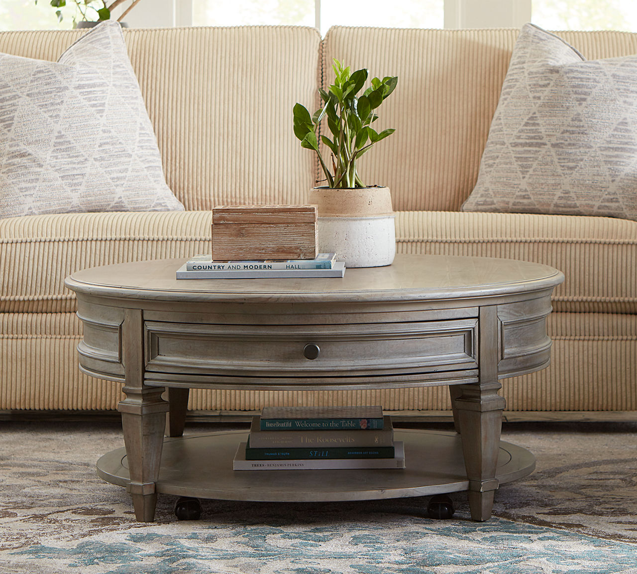 Havertys Dovetail Grey Beckley Round Coffee Table | Dovetail Grey, image size:1280x1152