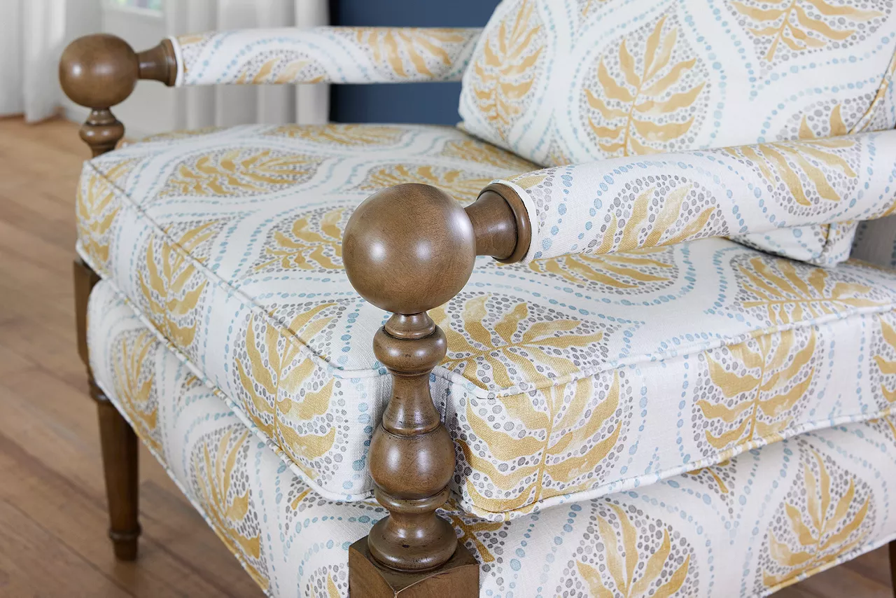 Detail of Elise wood accent chair