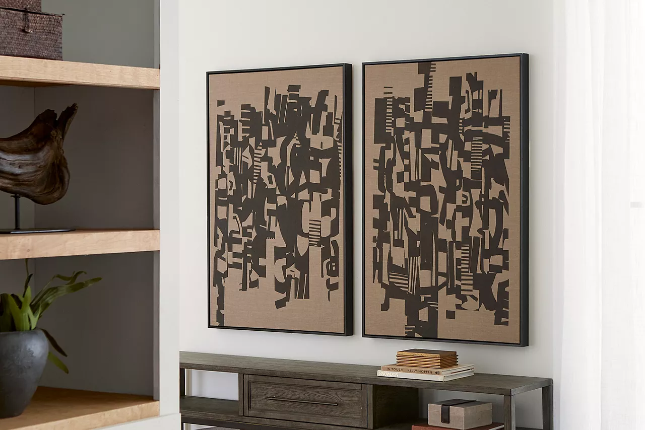 Image of two Reconfigured wall decor canvases side-by-side