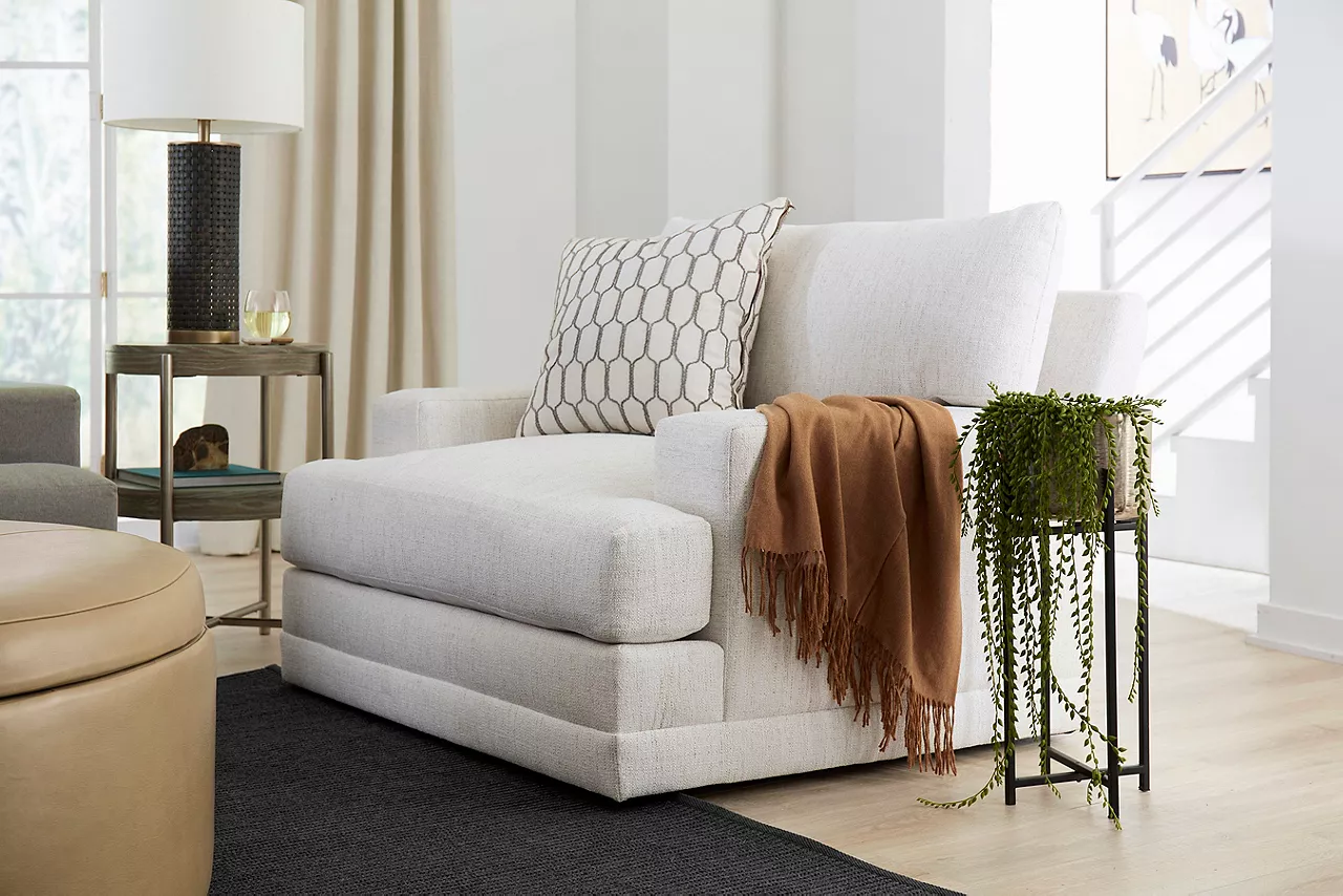 Shot of custom Audrey chair with pillow