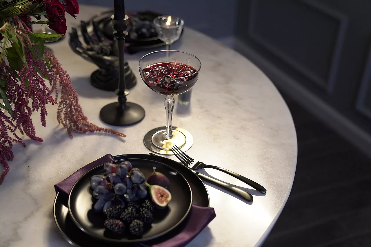 Overhead shot of a set table