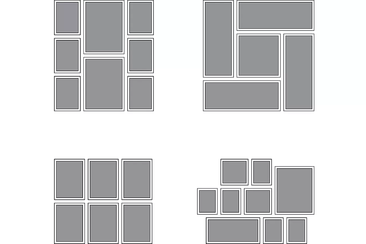 Image of four different ways to arrange wall art